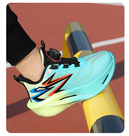 Children‘s Basketball Shoes Non-slip Breathable Sports Training Shoes Outdoor Lace-up Boys Girls Knit Jogging Shoes Gym Sneakers