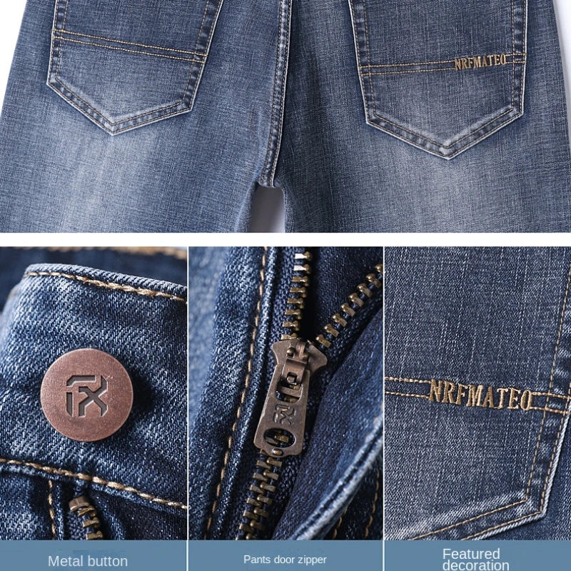 New Autumn and Winter  Plus Size 40 42 44 Men Straight Loose Jeans Business Fashion Denim Stretch Pants Male Brand Trousers
