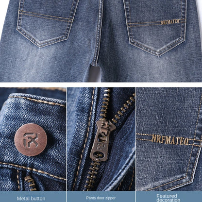 New Autumn and Winter  Plus Size 40 42 44 Men Straight Loose Jeans Business Fashion Denim Stretch Pants Male Brand Trousers
