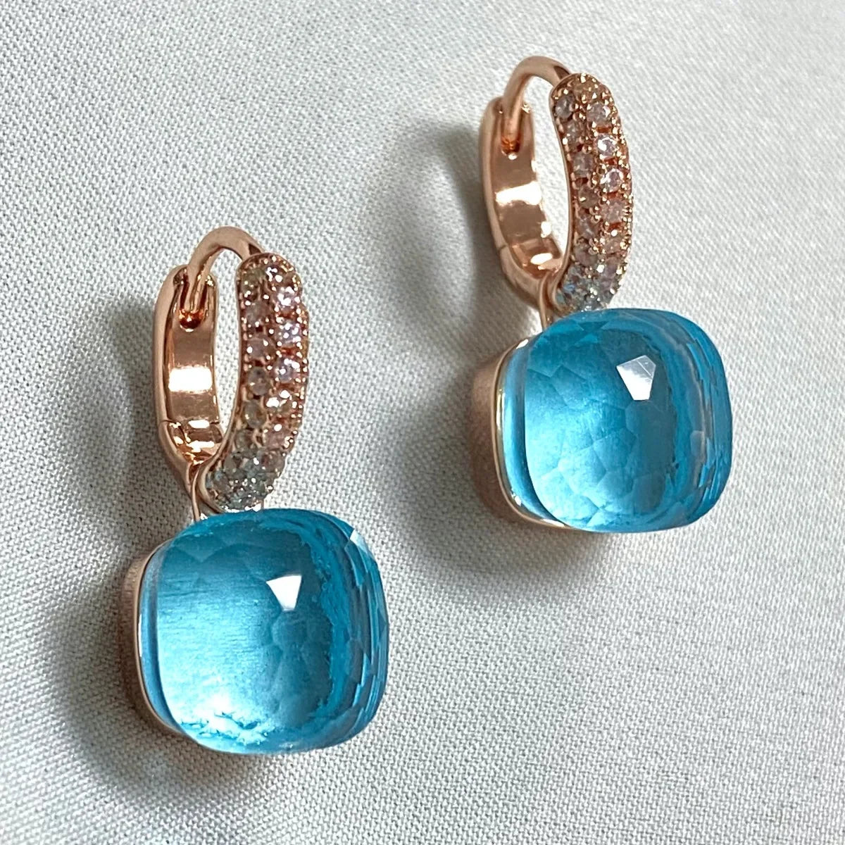 Classic Candy Color Earrings Inlay Transparent Zircon 27Colors Crystal Earrings Rose Gold Plated Fashion Jewelry For Women