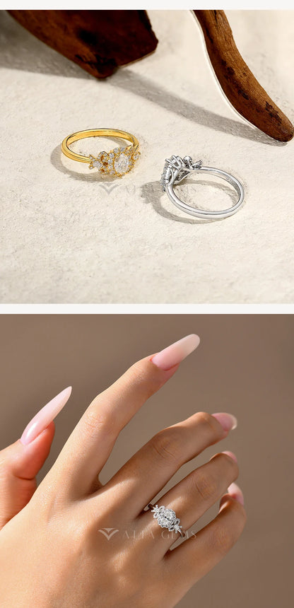 Luxury Moissanite Rings Oval Cut 925 Sterling Silver Ring Women Bow Design For Engagement Wedding FineJewelry Certified