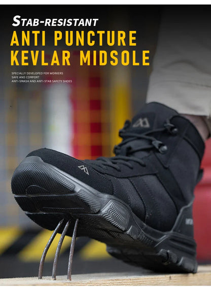 Protective Safety Shoes Men Indestructible Steel Toe Work Shoes Anti-smash Anti-puncture Safety Work Boots Breathable High top