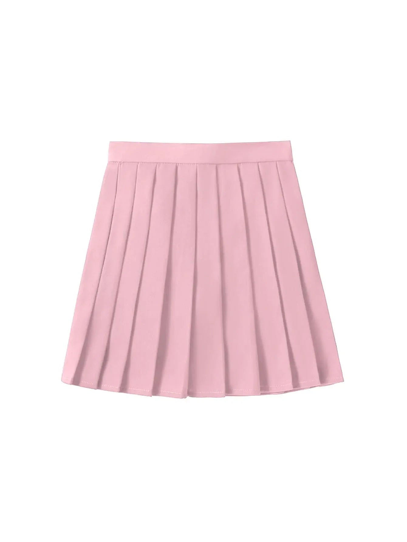2026 Summer Women Pink High Waist Pleated Mini Skirt Casual School Style A-Line Skirt