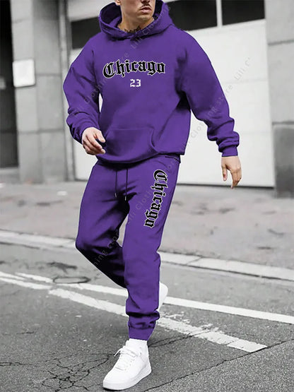 Men's sportswear - Hoodie and sports pants, loose-fitting style suitable for daily and sports wear swearshirts Tops