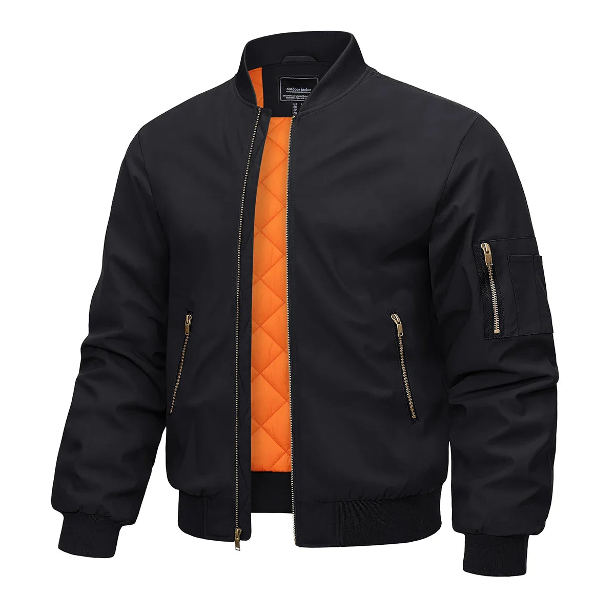 Bomber Jacket Men Warm Zip Up Winter Padded Coat Casual Baseball Jackets Pilot Windbreaker Varsity Jackets