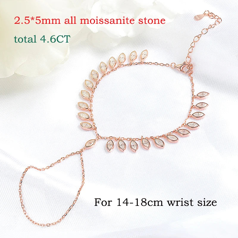2.5*5mm Marquise Cut Bubbles Moissanite Bracelets for Women Valentine's Day Gifts Female Chain 100% 925 Sterling Silver