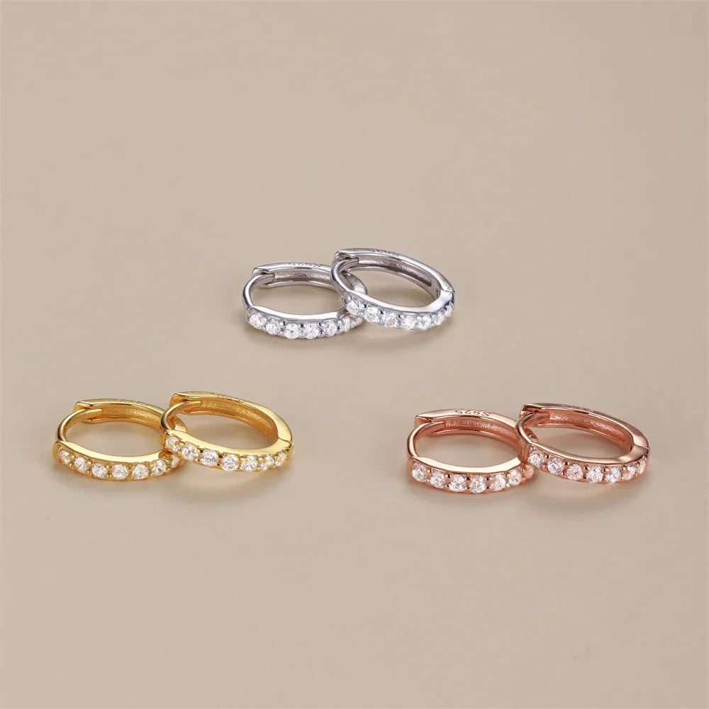Silver 925 1 pair Women Small Hoops Earring Piercing Ear Cartilage Tragus Simple Thin Circle Anti-allergic Ear Buckle