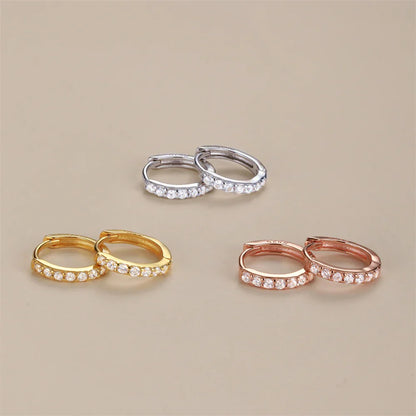 Silver 925 1 pair Women Small Hoops Earring Piercing Ear Cartilage Tragus Simple Thin Circle Anti-allergic Ear Buckle