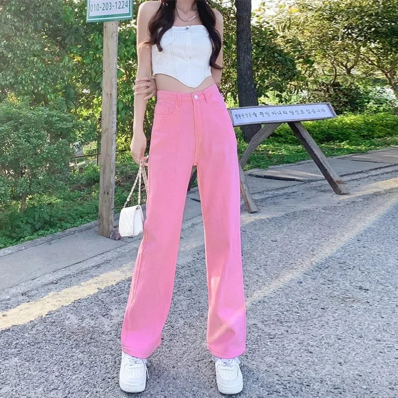 High Waist Women's Jeans Draping Slimming Long Pants