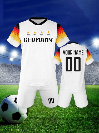 Custom Kids Soccer Jersey Germany Football Shirt with Personalized Name and Number School Team Club Training Jersey