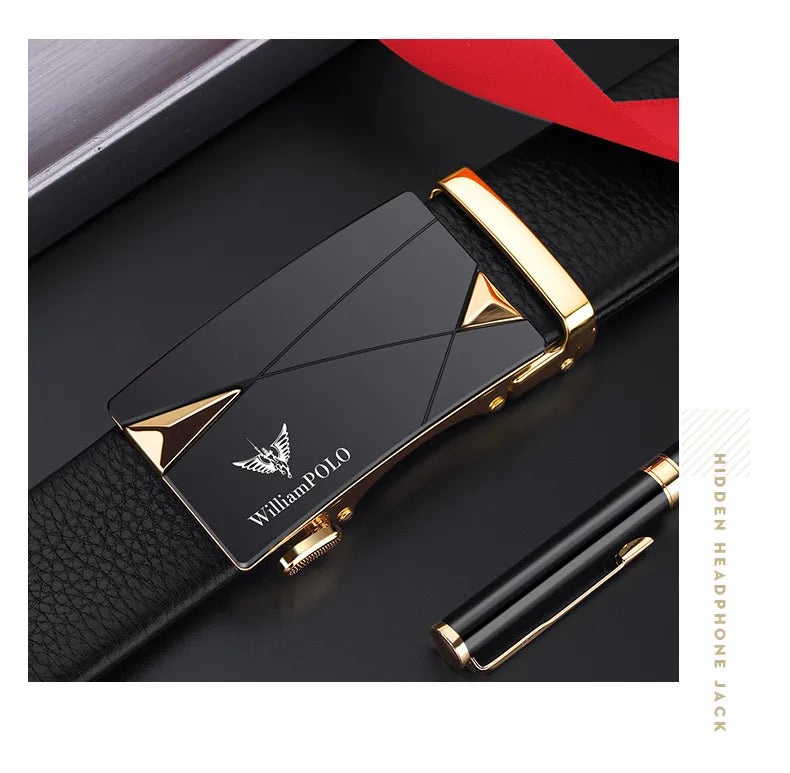 Men's cowhide casual pants belt, automatic buckle business belt, fashionable formal versatile belt