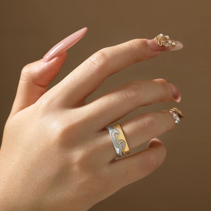 May New Two-Tone Wave Rings for Women Men S925 Silver Interlocking Moissanite Ring Trendy Statement Party Jewelry Gifts