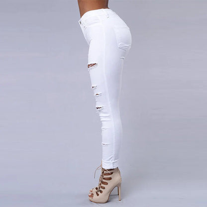 High Waist Ripped Women's Skinny Jeans