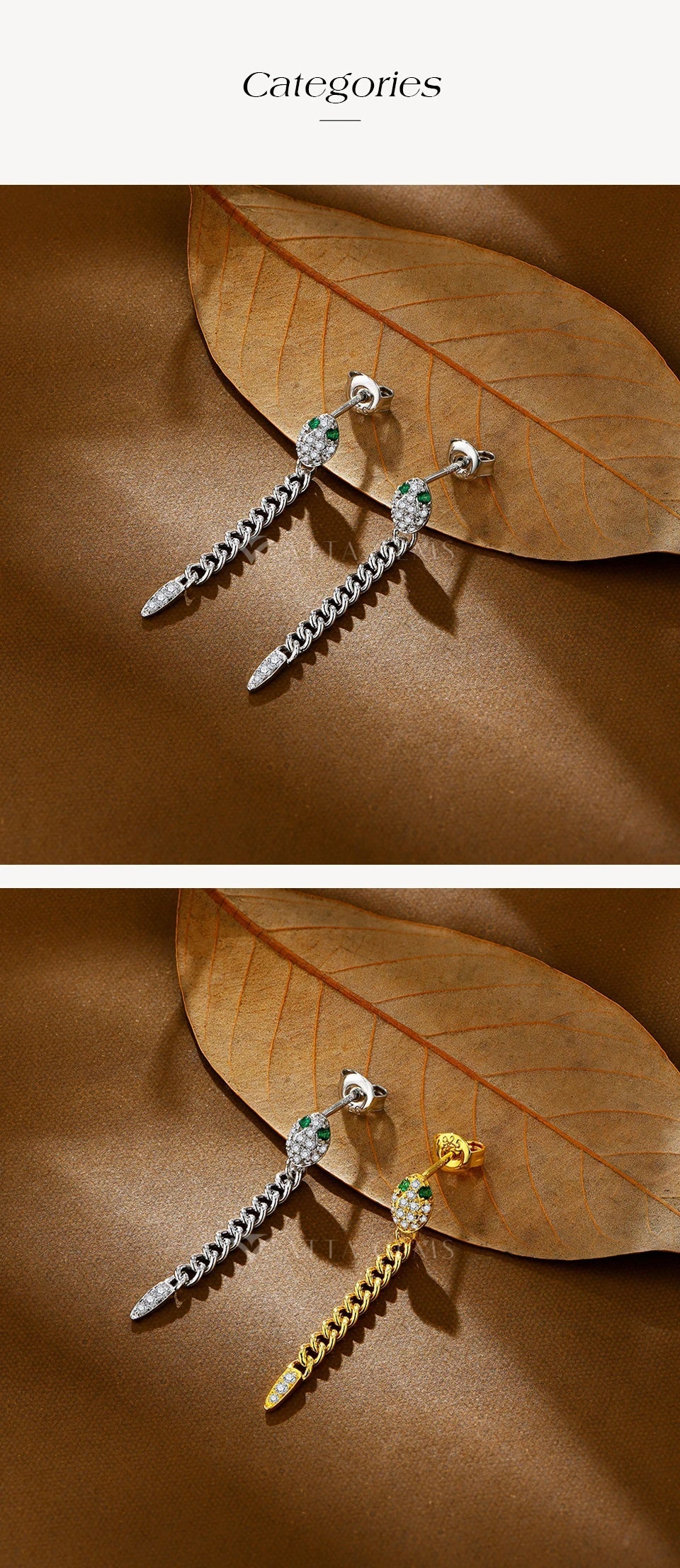 Original Green Eyes Snake Drop Earrings For Women Moissanite Diamond Earring S925 Sterling Silver Party Wedding Jewelry