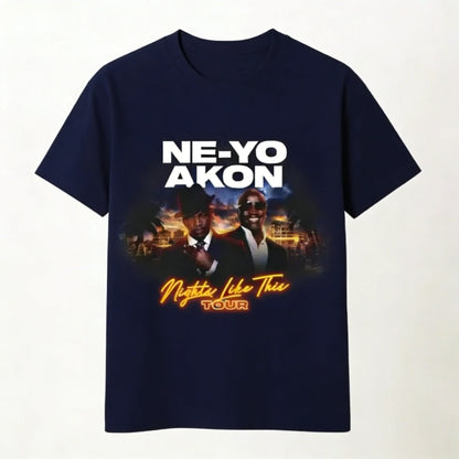 Ne Yo Akon 2026 New Night Like This Tour T Shirt Fashion Casual Top For Everyday Wear Slightly Breathable Hip Hop Streetwear