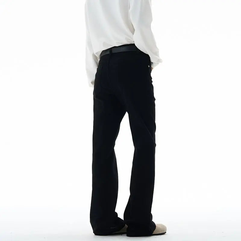 Calça Masculina Vintage Disco Flare Sólida Elástica Slim Fit Estilo Hippie Calça Casual de Perna Larga Streetwear Masculino