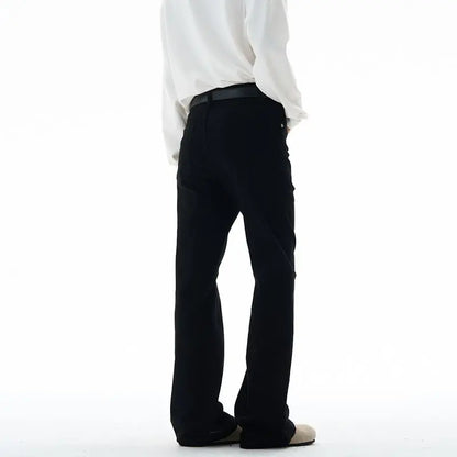 Calça Masculina Vintage Disco Flare Sólida Elástica Slim Fit Estilo Hippie Calça Casual de Perna Larga Streetwear Masculino