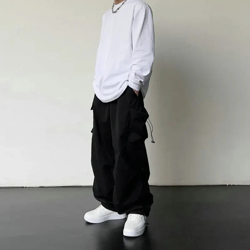 New Casual Pant Cargo Trousers Streetwear Wide Leg Sweatpant High Street Trendy Loose Versatile Straight Casual Pants 2pc Couple