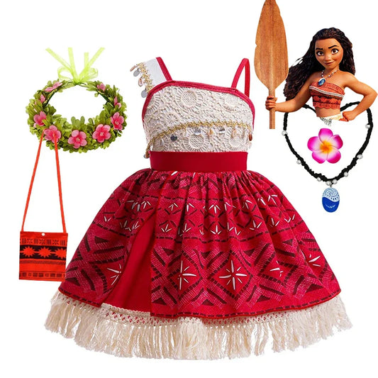 Princess Moana 2 Dress Girls Cosplay Vaiana Carnival Party Ocean Adventure Costume Kids Halloween Fancy Clothes Outfit