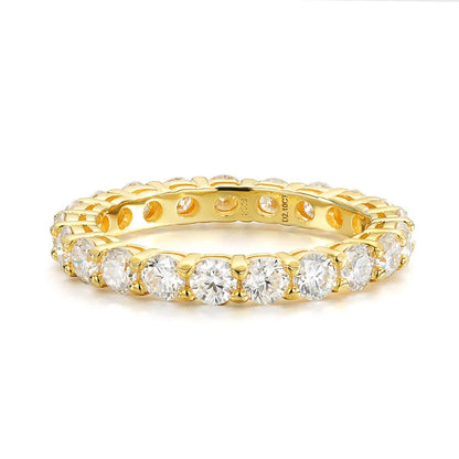 18k Gold Plated 3/3.5mm All Moissanite Diamond Rings for Women Wedding Full Eternity Bands 925 Sterling Silver Jewelry