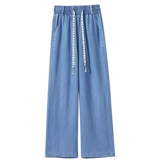 New Fashion Slouchy Streetwear Blue Baggy Jeans for Women High Waisted Soft Pleasantly Cool Girls Boyfriend Denim Wide Leg Pants