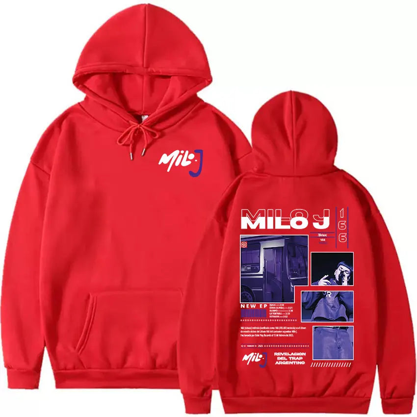 Rapper Milo J 166 Tour 2025 Album Graphic Hoodie Men Hip Hop Gothic Long Sleeve Sweatshirts Vintage Oversized Hoodies Streetwear