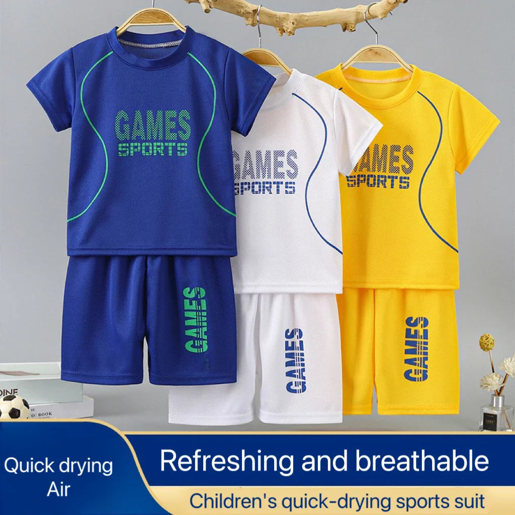 1Set Children's Quick-drying Sports Suit Boys Girls Running Tee Kid Casual Short Sleeves And Shorts Breathable Basketball Sets