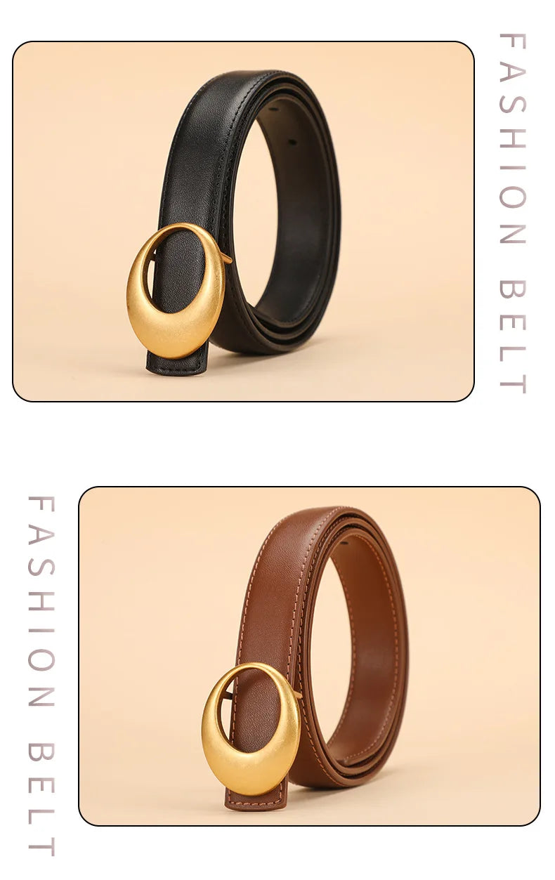 Fashionable women's belt; cowhide leather belt for women; versatile decoration with a high-end feel; trendy Korean-style