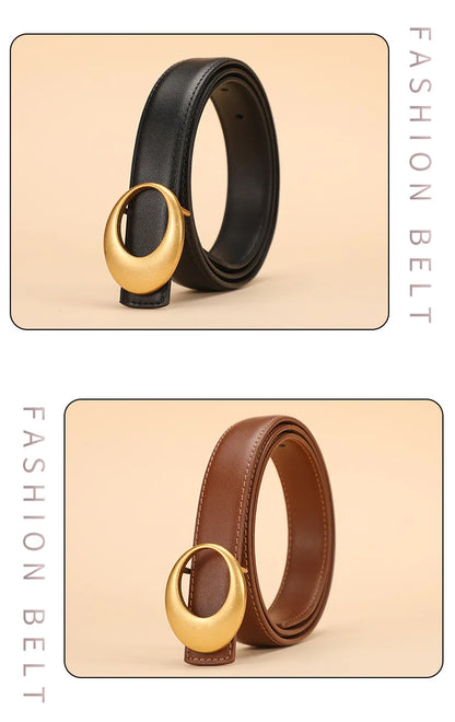 Fashionable women's belt; cowhide leather belt for women; versatile decoration with a high-end feel; trendy Korean-style
