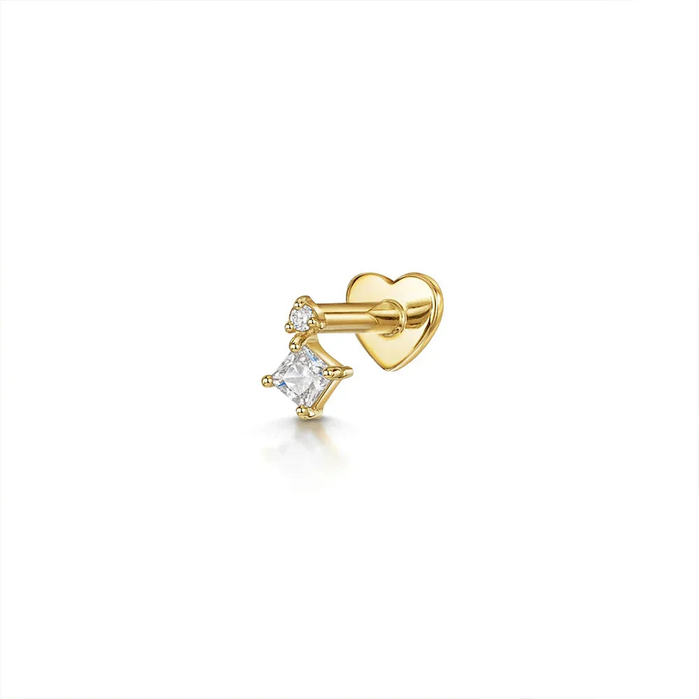 Heart Round Ball Flat Helix Piercing Earring 925 Sterling Silver Ear Studs Geometric Zircon Exquisite Trinket Studs Aretes