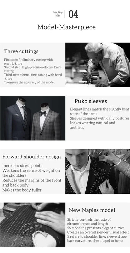 New Men's 3piece Suit Single Breasted Herringbone Pattern Men's Business Formal Attire Wedding Suit Groom's Jacket Men's Fashion