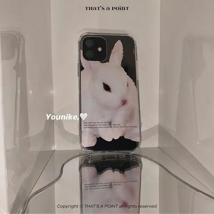 Cute Hazy Rabbit Korean INS Cartoon Phone Case For IPhone 16 15 14 13 12 11 Pro Max XR XS Max 7 8 Plus Kawaii Cover Case Funda