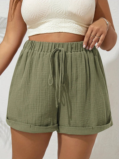 Plus Size High Waist Casual Shorts for Women Comfortable Lightweight with Elastic Waistband and Drawstring