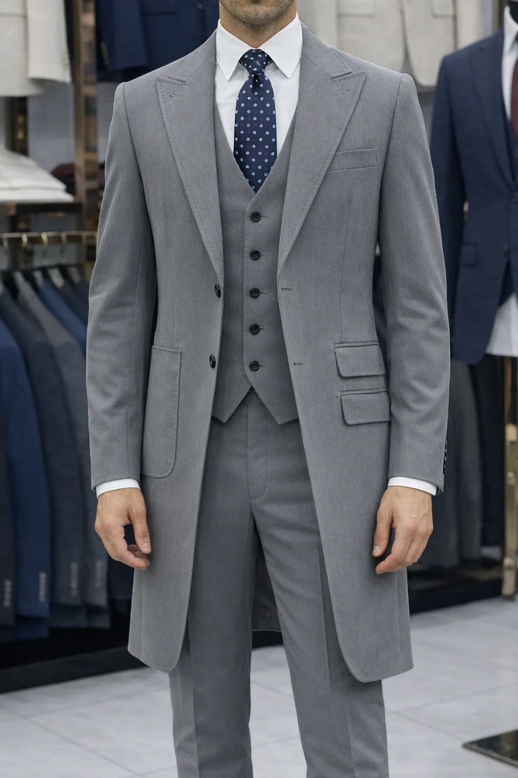 2026 New Fashion Men's Burgundy Blue 3-Piece Suit Long Blazer Vest Pants Set  Set Slim Fit Formal Wedding Groom