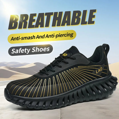 Ultra light soft soled safety shoes for men, anti smashing, comfortable and shock-absorbing work shoes