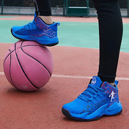 Boys Basketball Shoes Classic Kids Sneakers Fashion Tennis Kid Sport Shoes Outdoor Non-Slip Trainer Children School Basketball
