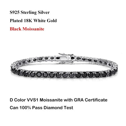 Luxury 3/4/5MM Full Blue Green Moissanite Tennis Bracelet for Men Women S925 Red Pass Diamond Test Bracelets Wholesale Gift