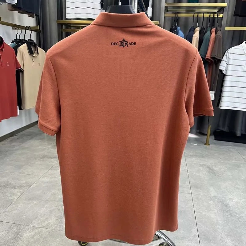 High end 100% cotton short sleeve T-shirt men's lapel top 2024 summer new designer brand embroidery fashion casual polo shirt