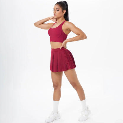 2pcs New Sexy Yoga Set Backless Cross Straps Sports Bra Fashion Breathable Culotte Yoga Shorts With Pocket Gym Women Sports Set