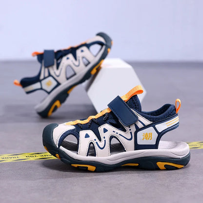 2026 New Summer Kids Beach Sandals Closed Toe Anti Bump Children's Walking Flat Shoe Outdoor Breathable Boy's Soft Sole Sandals