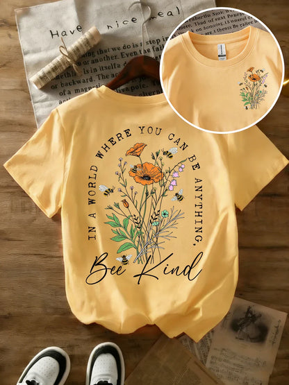 Summer Beautiful Flowers Prints T-Shirts Womens Cotton Oversized T Shirts Basic O-Neck Short Sleeve Tops Casual Woman Clothes