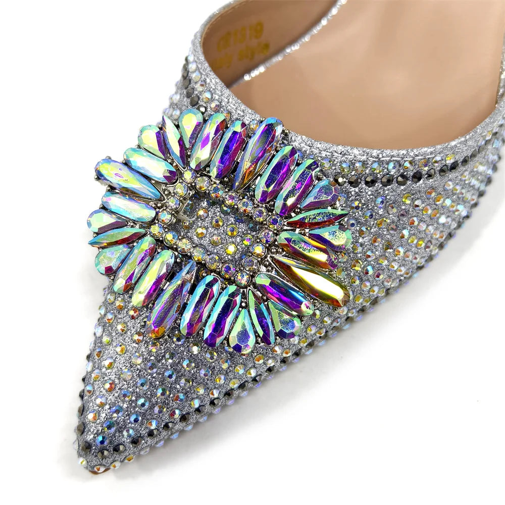 Nigerian Women's Party Shoes and Bags Medium Heel Pointed Toe Elegant Party Footwear With Matching Color Handbag for Women