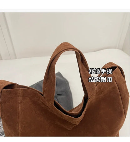Large Capacity Velvet 2024 Hot Selling Tote Bag Zipper Solid Color Popular Fashion Handbag Soft Simple Commuting Shoulder Bag