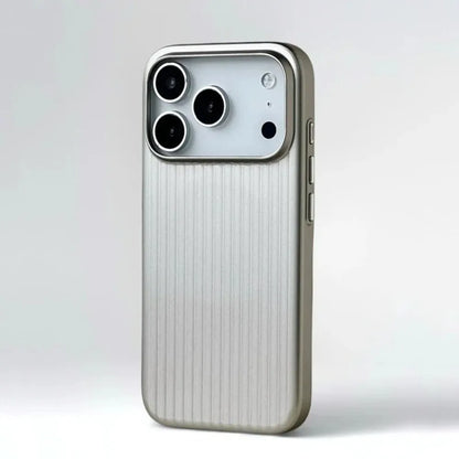 Stripes Metallic Paint Armor Case For iPhone 17 Air 16 15 14 13 Pro Max Shockproof Camera Protective Slim Matte PC Funda