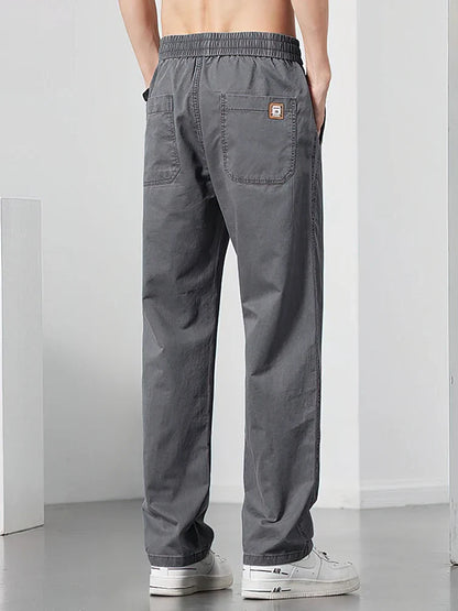 Straight Casual Cargo Pants Men Wide Leg Brown Long Cargo Business Work Trousers Drawstring Baggy Sweatpants Male