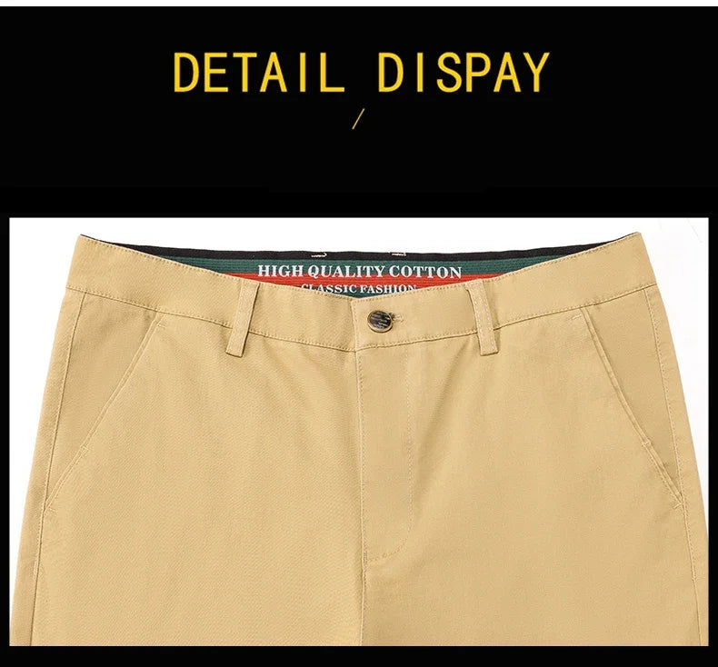 97% Cotton Classic Men's Casual Pants New Soft Cozy Elasticity Straight Business Trousers Fashion Branded Clothing Size 28-38
