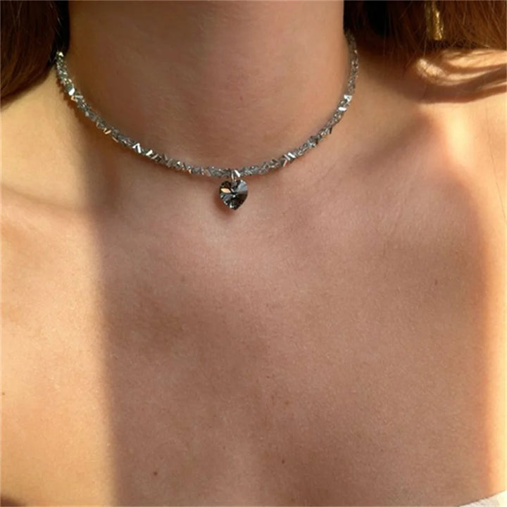 Necklace For Women Female Boho Geometric Baroque Transparent Crystal