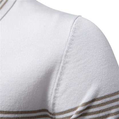 ‌2025 Men's Slim Fit Solid & Striped Business Casual Polo Shirts Breathable Short Sleeve Comfort Top for Office Social Summer