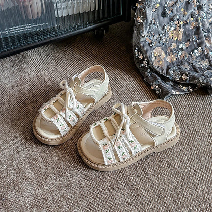 Baby Girls Hot Sale Summer Princess Fashionable Embroidery Soft Hollow Sandals Kid Elegant School Lightweight Cute Walking Shoes
