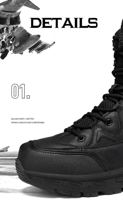 Fashion Men Boots Desert Tactical Boots Mens High Top Outdoor Hiking Shoes Waterproof Ankle Work Safty Sneakers